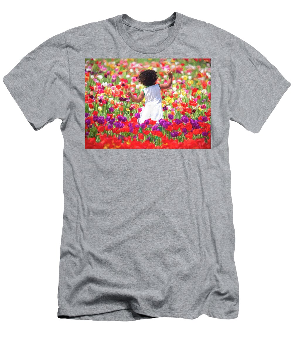 Spring T-Shirt featuring the photograph Tulip Dancing by Art Cole