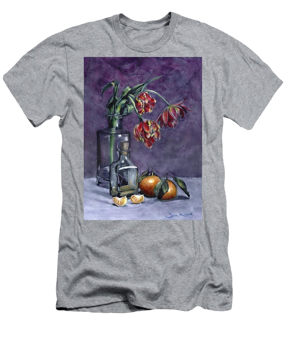 Tulip T-Shirt featuring the painting Tulips and Oranges by John Neeve