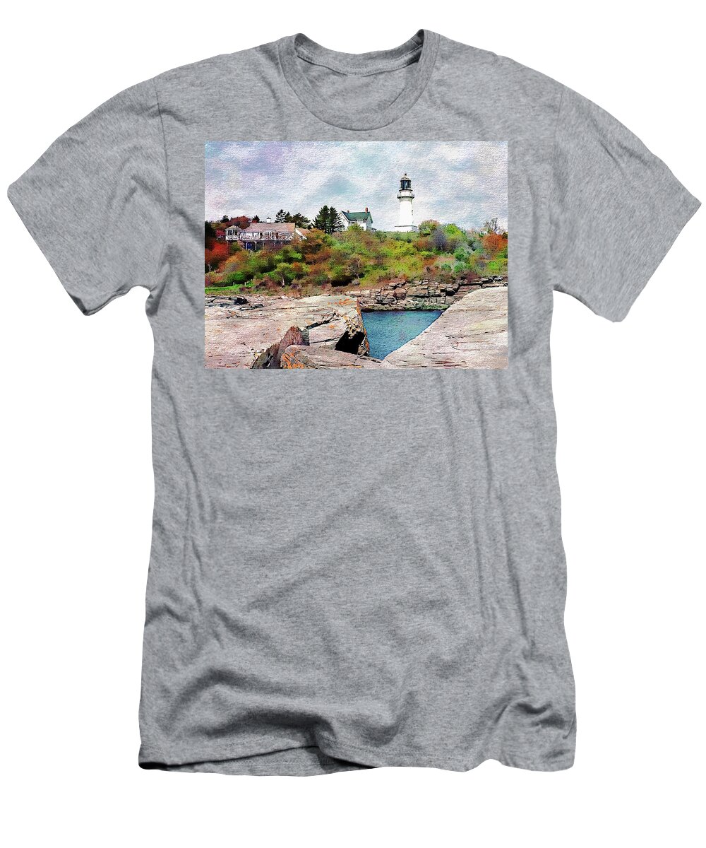 United States T-Shirt featuring the digital art Two Lights State Park by Joseph Hendrix