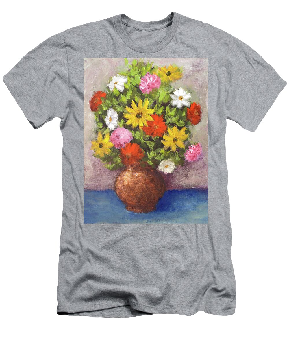Vase T-Shirt featuring the painting Vase Of Beauty II by Walt Johnson
