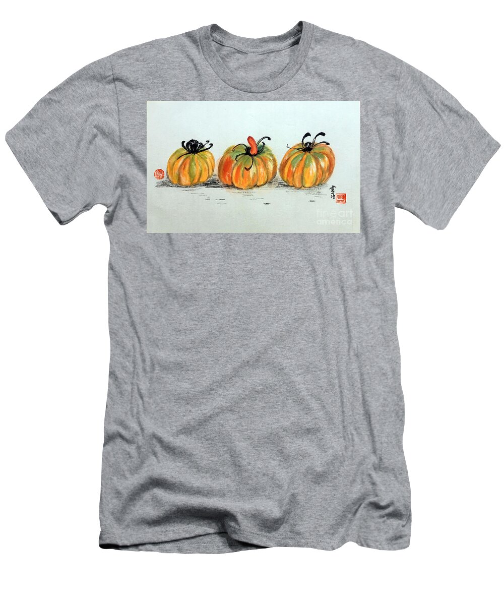 Vegetarian T-Shirt featuring the painting Vegetarian Plant-Tomatoes by Carmen Lam