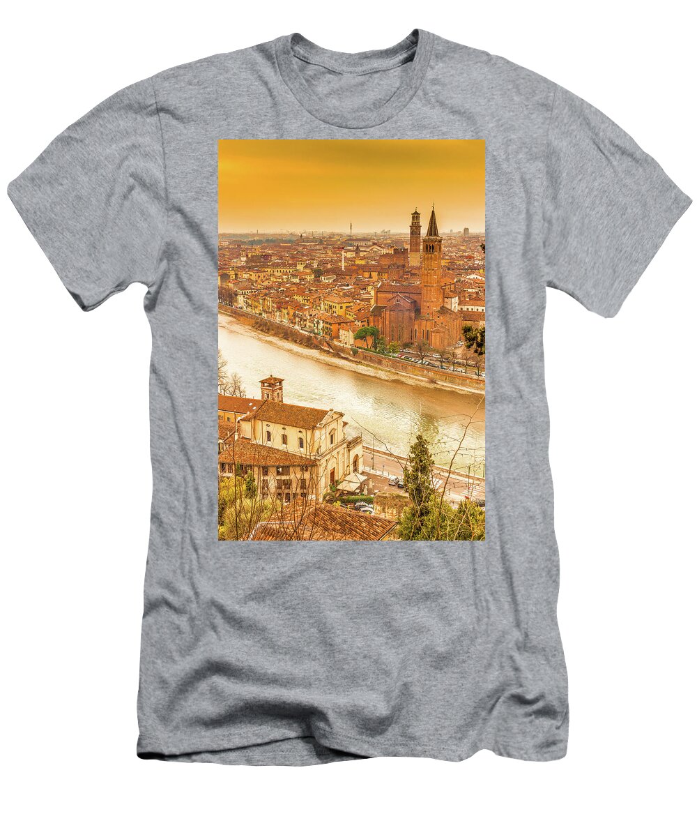 Adige T-Shirt featuring the photograph View of Verona by Vivida Photo PC