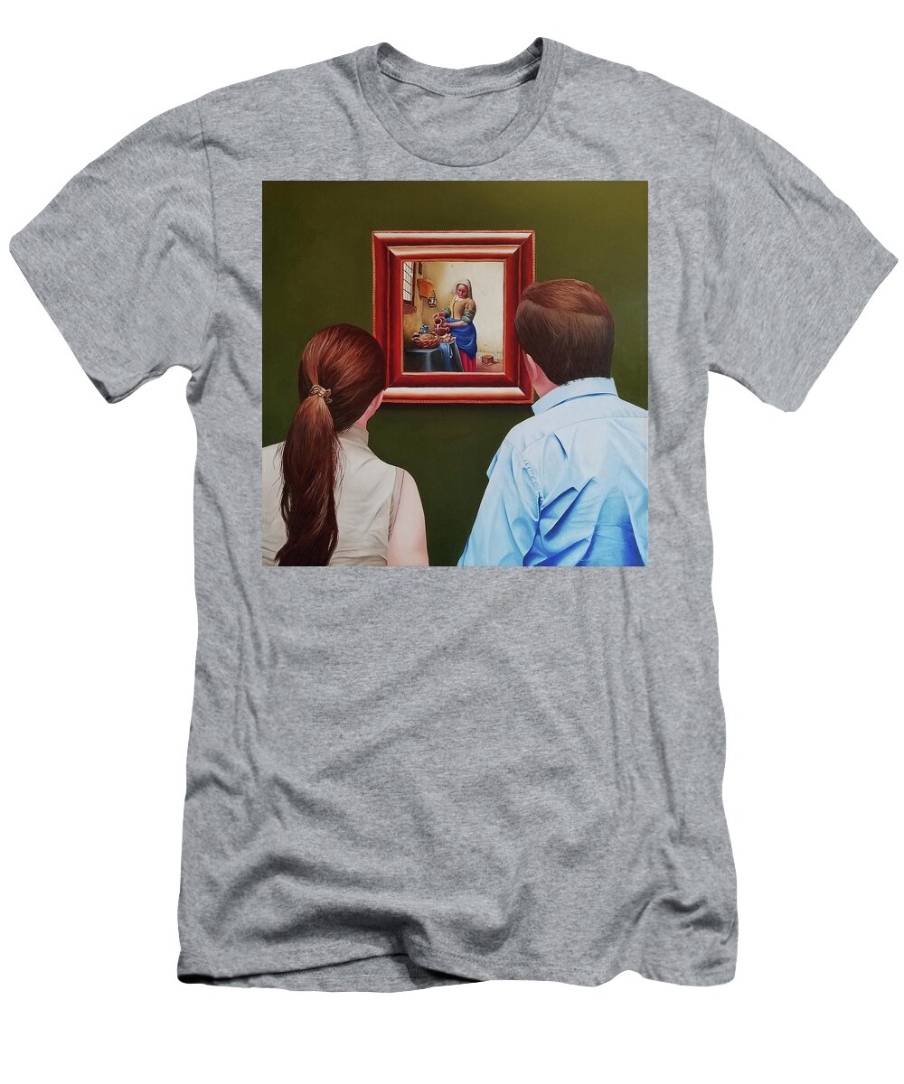 Vermeer T-Shirt featuring the painting Viewing Vermeer by Vic Ritchey