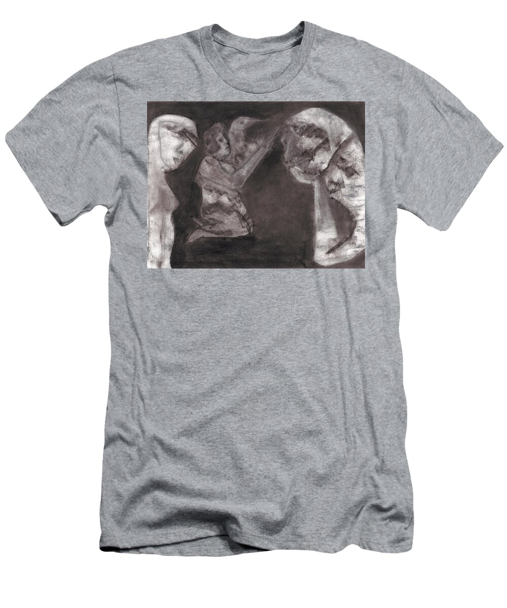 Drawing T-Shirt featuring the drawing Village bird vet by Edgeworth Johnstone