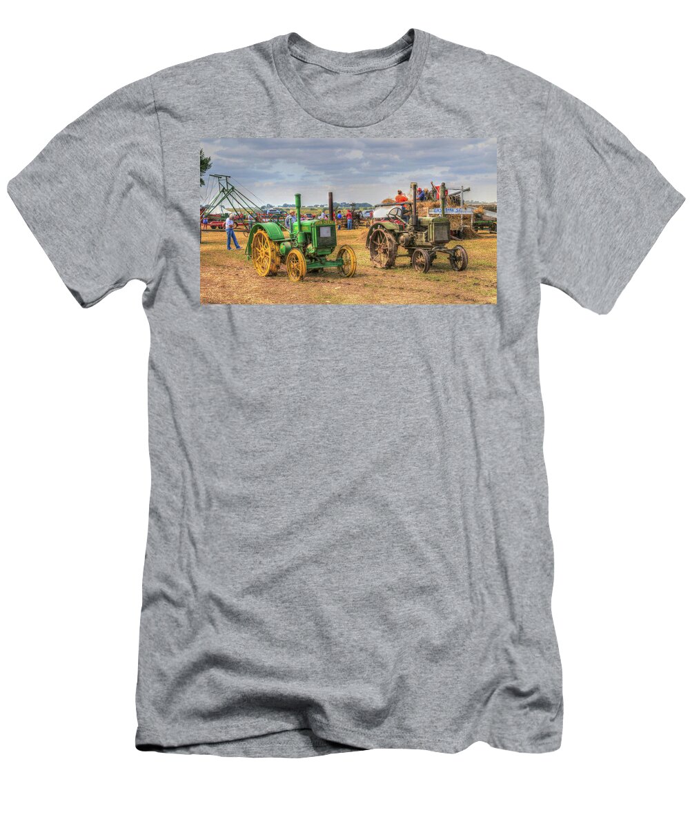 Vintage T-Shirt featuring the photograph Vintage Green Tractor Pair by J Laughlin