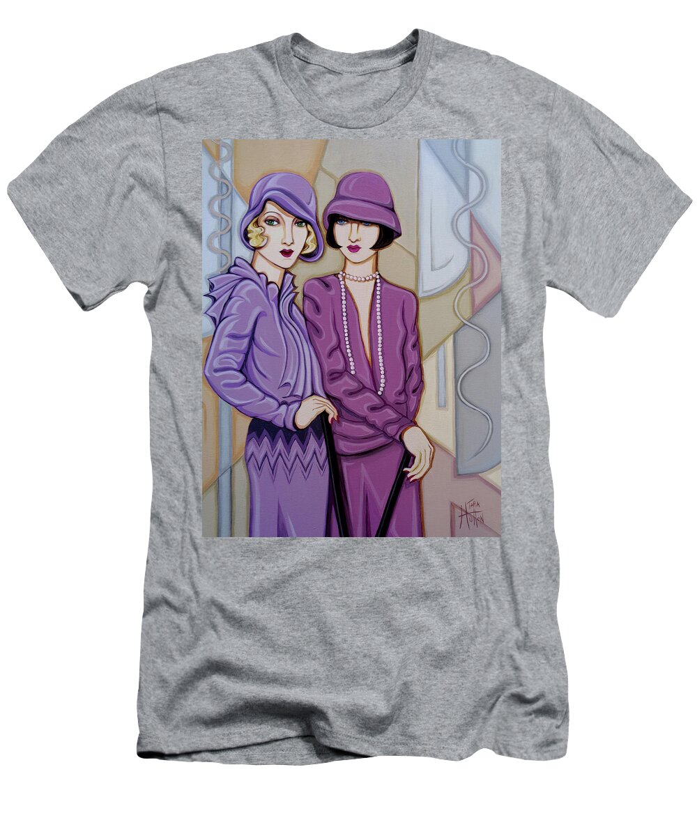 Flappers T-Shirt featuring the painting Violet and Rose by Tara Hutton