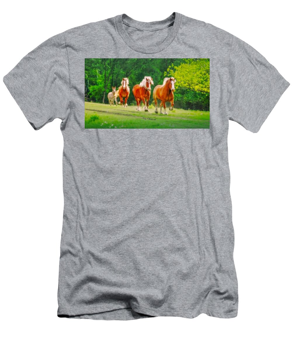 Clydesdale T-Shirt featuring the photograph Wait for Me Fellas 5 by Gary F Richards