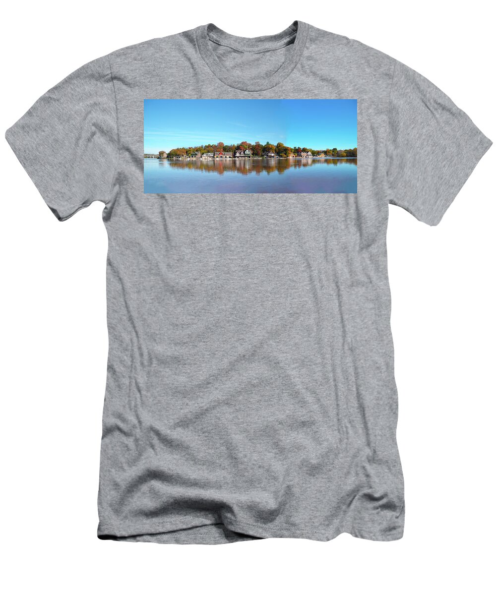 Wide T-Shirt featuring the photograph Wide View of Boathouse Row by Bill Cannon