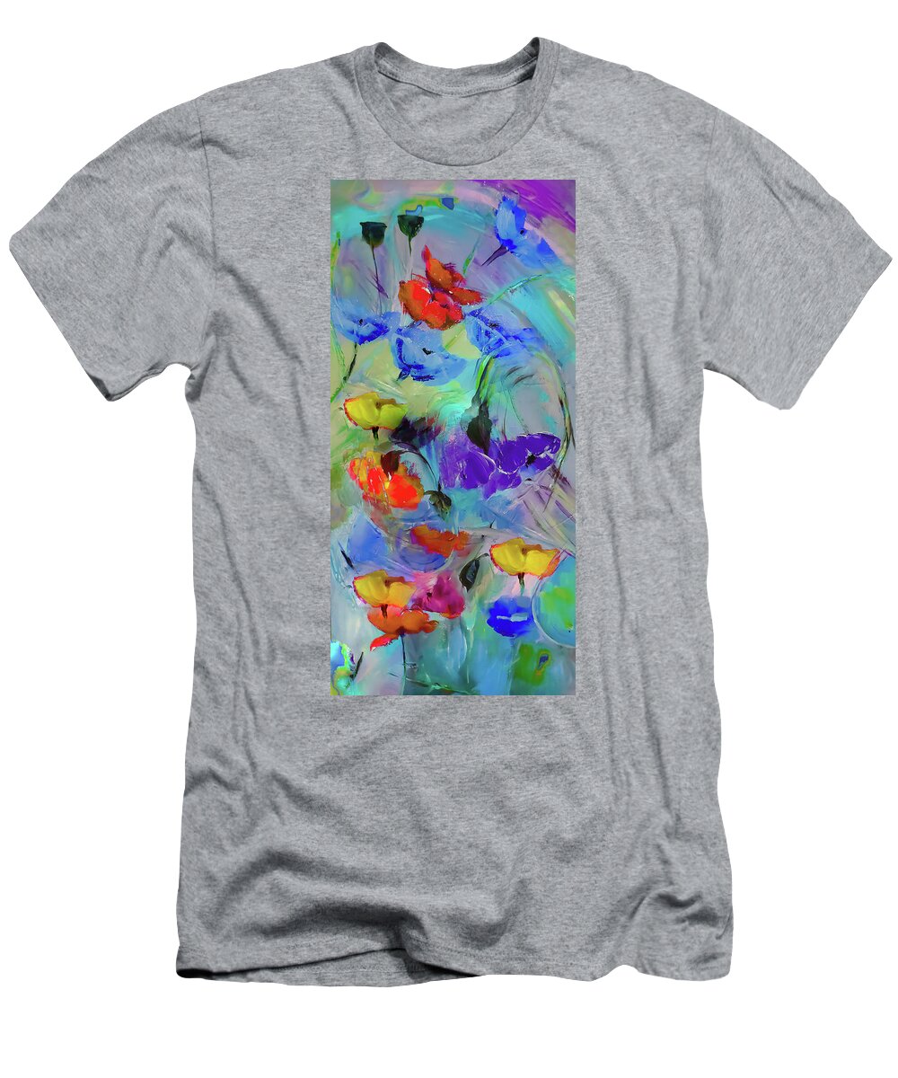 Windswept T-Shirt featuring the digital art Windswept Poppy by Lisa Kaiser