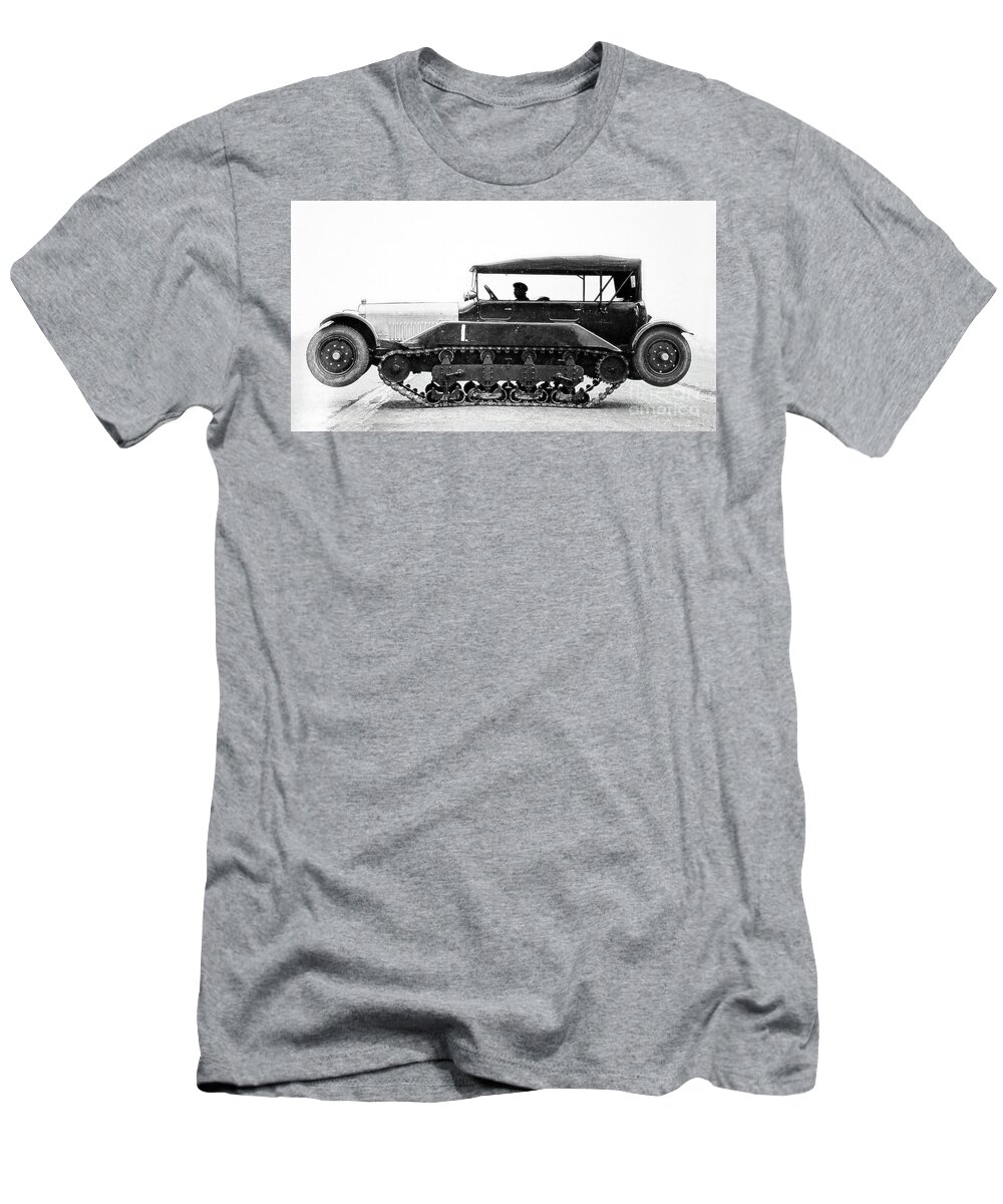 Vehicle T-Shirt featuring the photograph Wolseley Vickers Wheel Cum Track Car - 1927 by Doc Braham