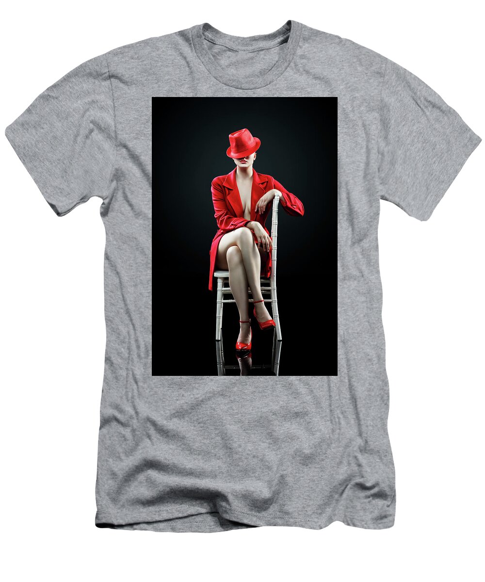 Woman T-Shirt featuring the photograph Woman in red by Johan Swanepoel