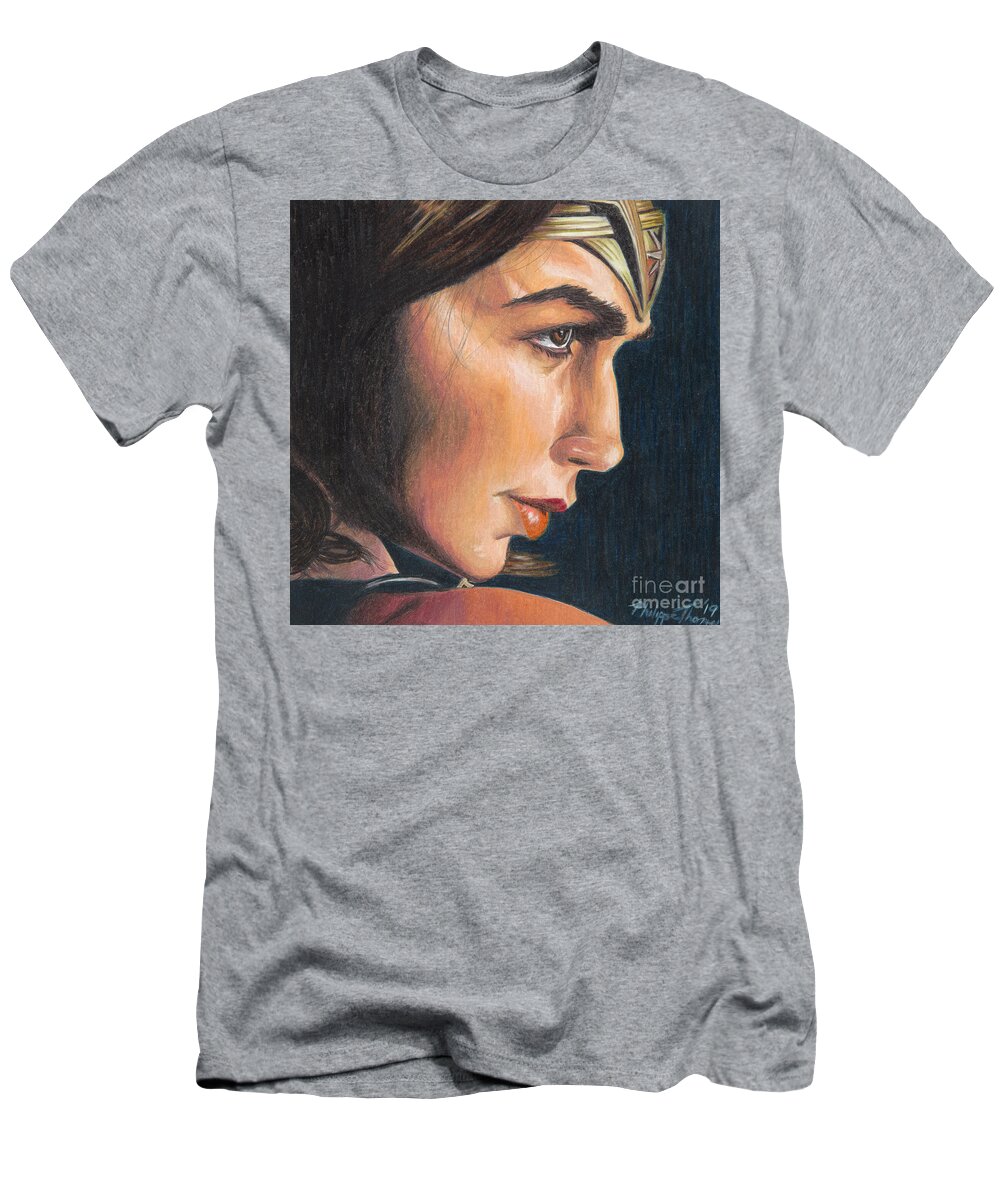 Wonder Woman T-Shirt featuring the drawing Wonder Woman 2 by Philippe Thomas