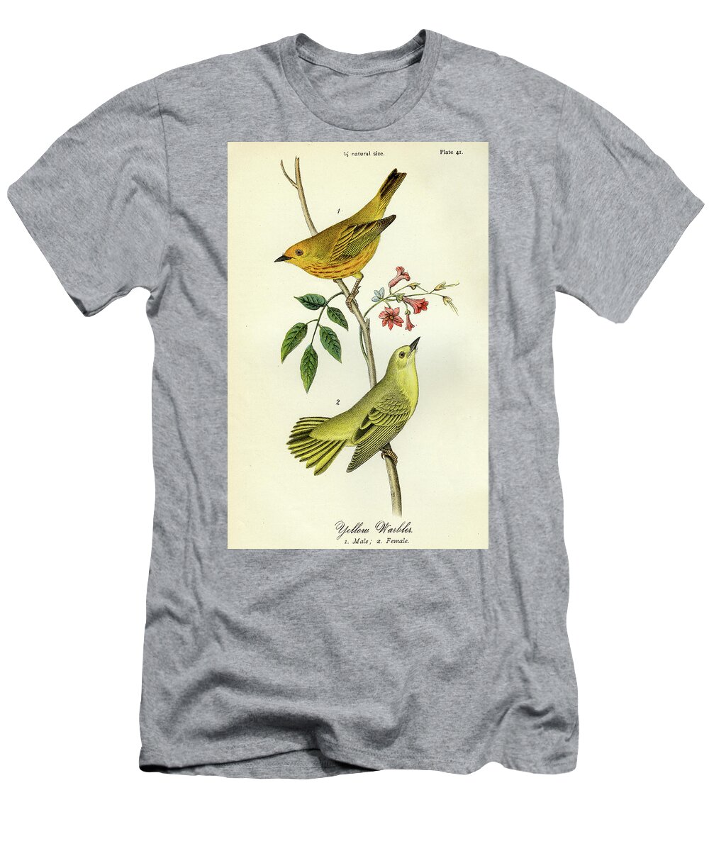 Bird T-Shirt featuring the mixed media Yellow Warbler by Unknown