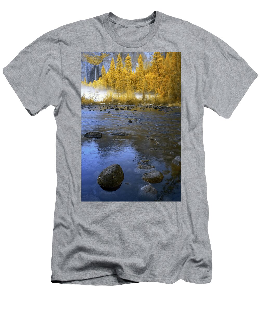 Yosemite T-Shirt featuring the photograph Yosemite River in Yellow by Jon Glaser