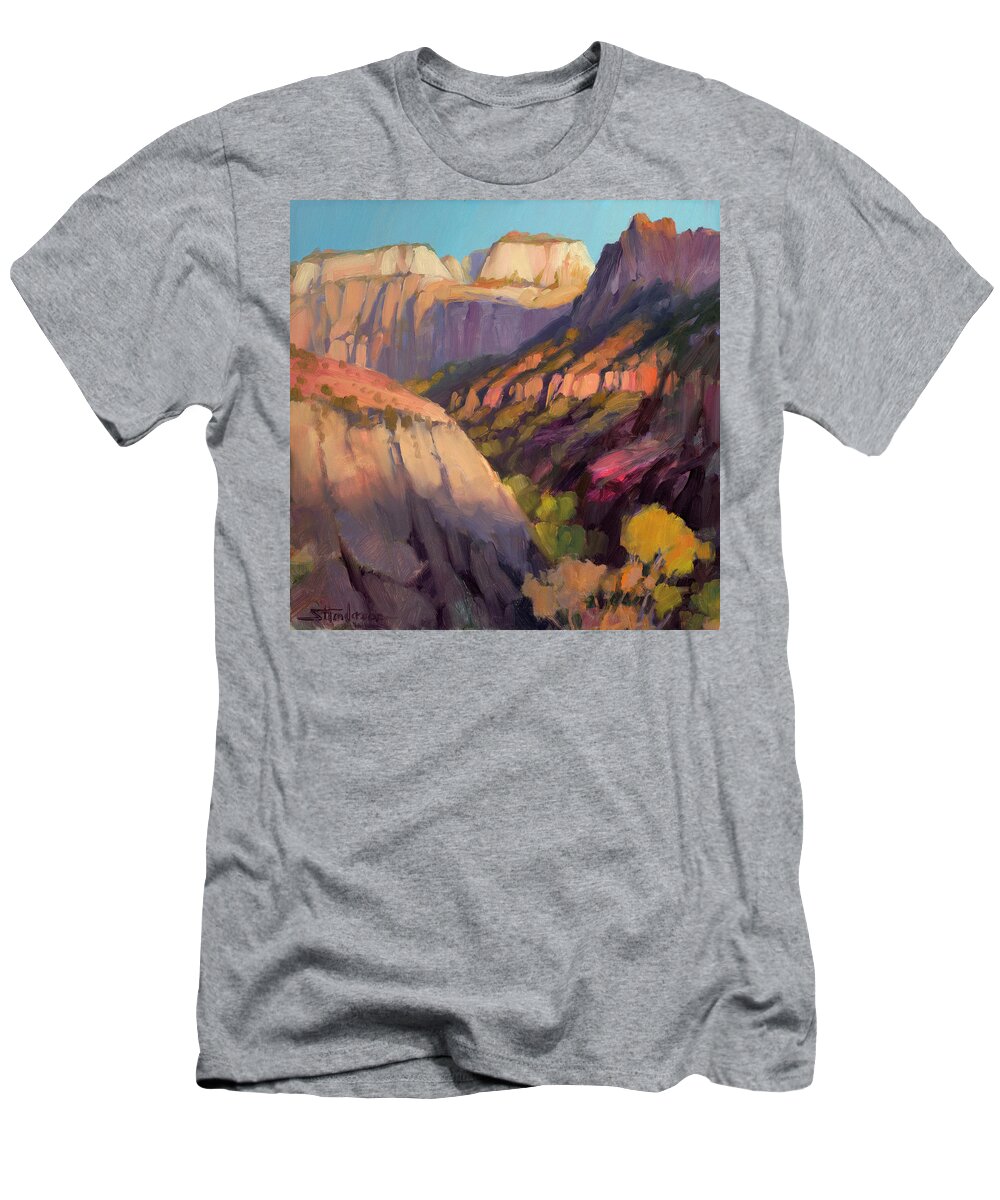 Zion T-Shirt featuring the painting Zion's West Canyon by Steve Henderson