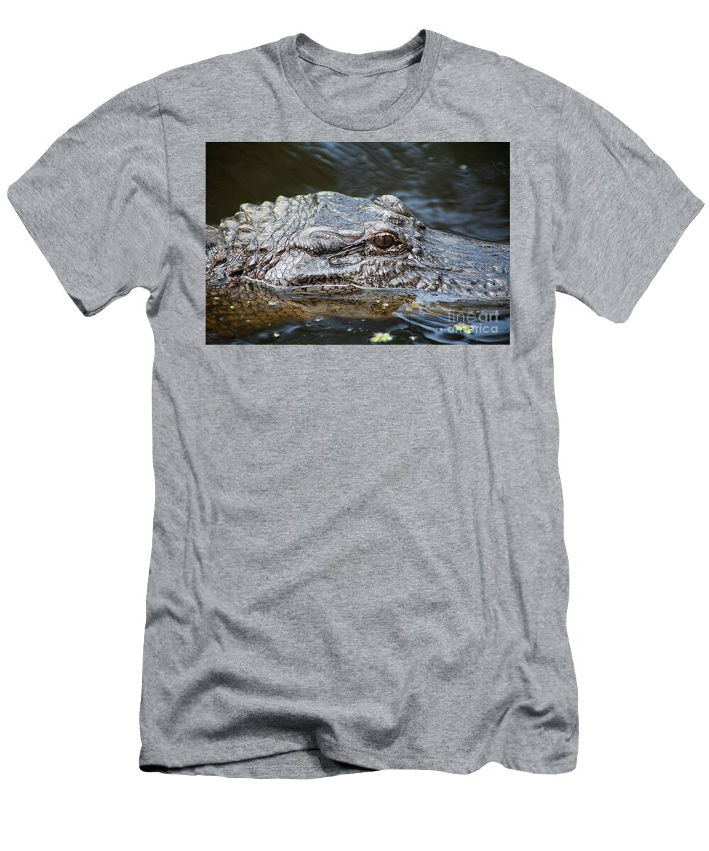 Alligator T-Shirt featuring the photograph Alligator Eye #1 by Kimberly Blom-Roemer