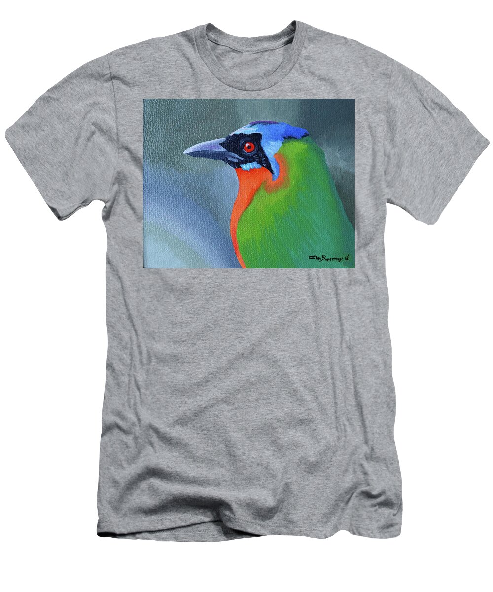 Blue-crowned Motmot T-Shirt featuring the painting Blue-crowned Motmot #1 by John Sweeney