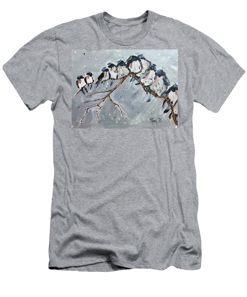 Wrens T-Shirt featuring the painting Group Hug by Roxy Rich