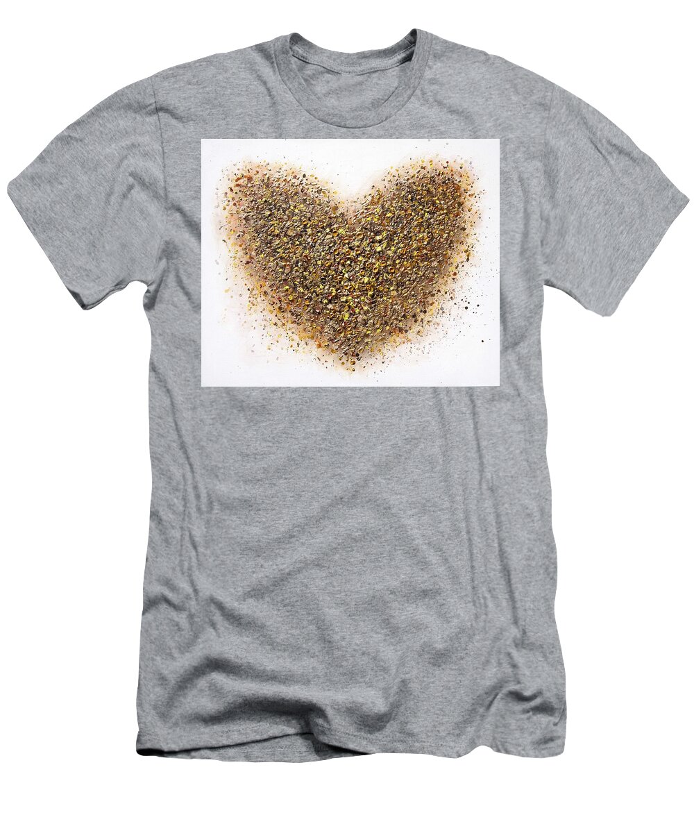 Heart T-Shirt featuring the painting Heart of Gold by Amanda Dagg