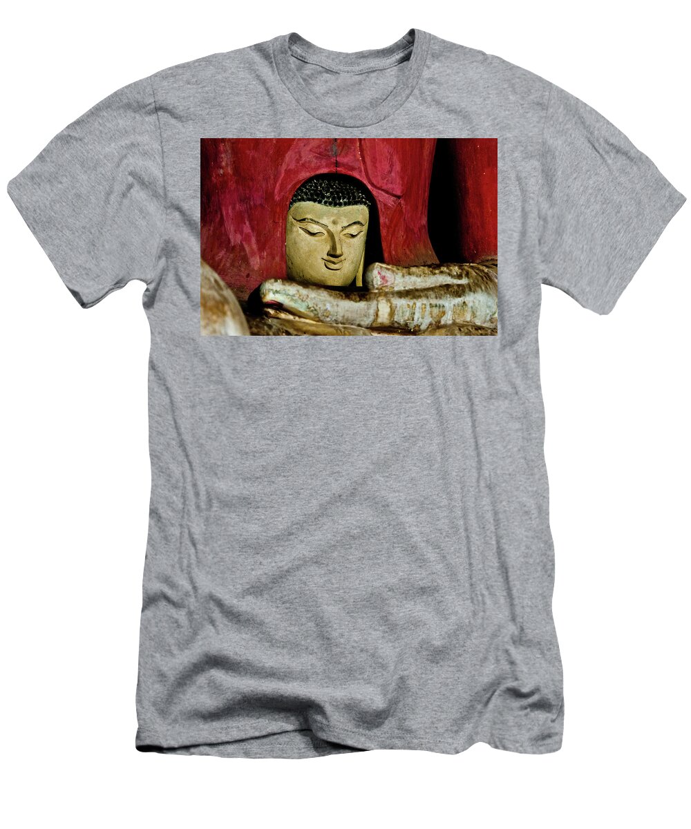 Birman T-Shirt featuring the photograph In Buddha lives a Buddha, Bagan. Myanmar #3 by Lie Yim
