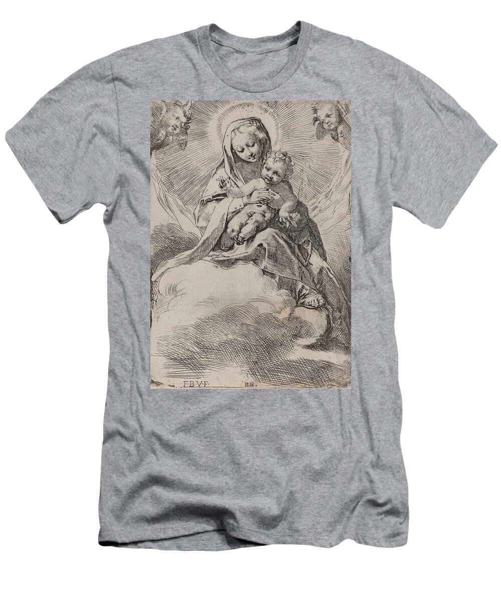 Federico Barocci T-Shirt featuring the drawing Madonna in the Clouds #2 by Federico Barocci