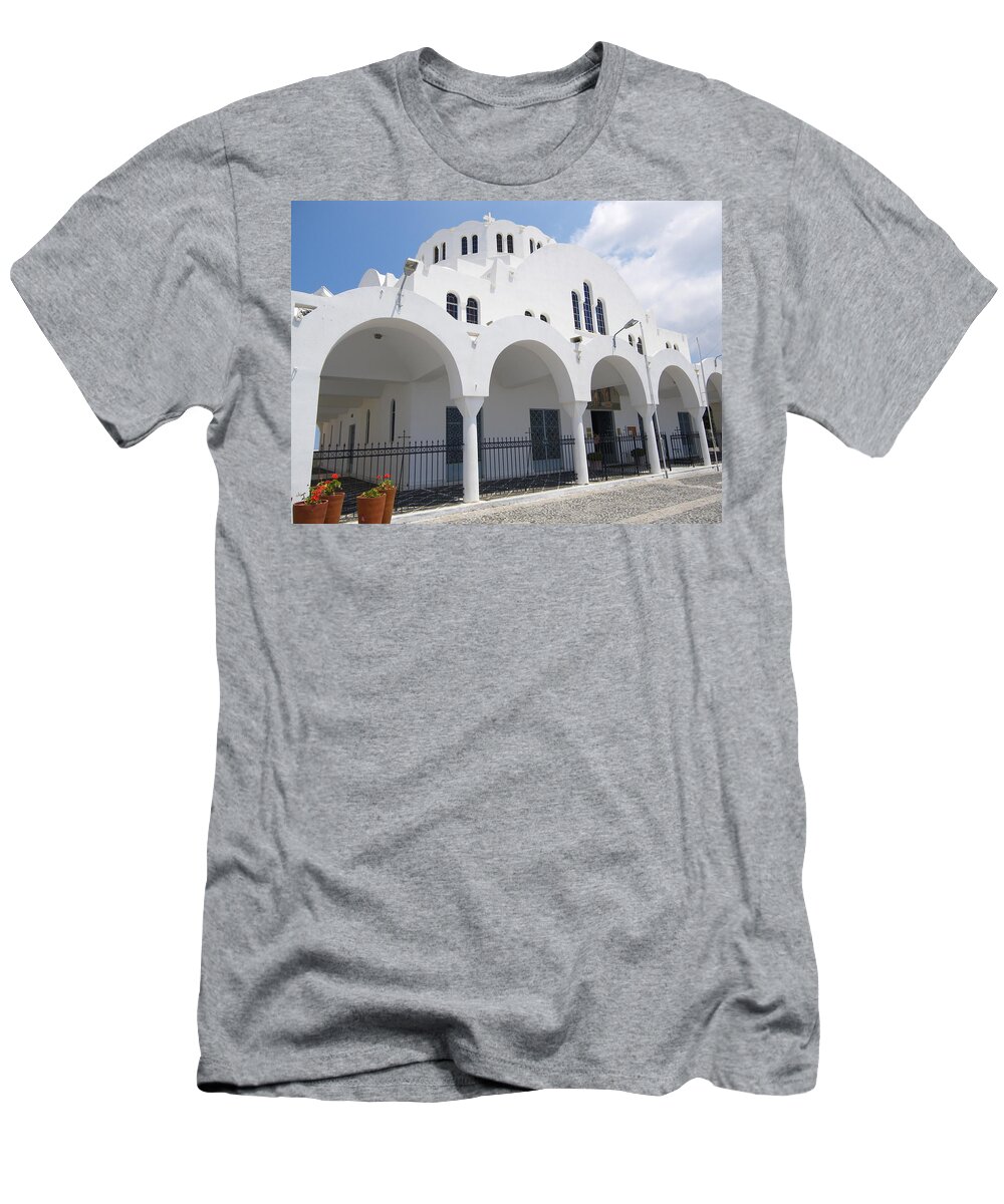 Santorini T-Shirt featuring the photograph Megalochori #1 by Lisa Mutch