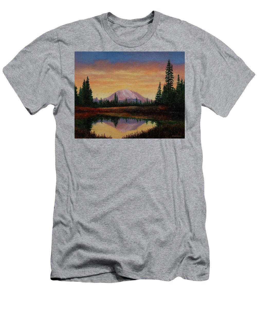 Landscape T-Shirt featuring the painting Mt. Rainier #1 by Douglas Castleman