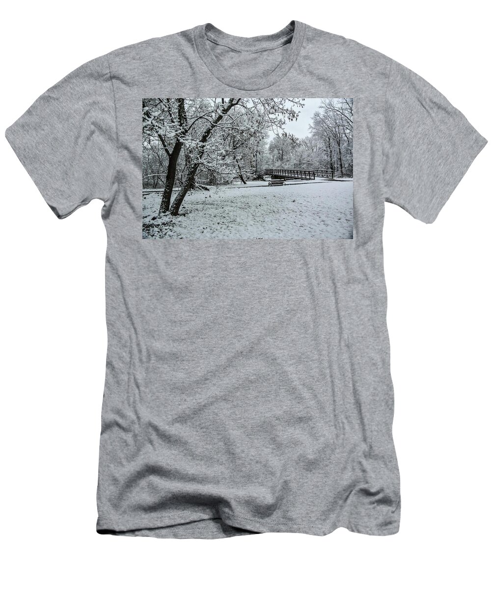 Snow T-Shirt featuring the photograph Over the River DSC_2758 #2 by Michael Thomas