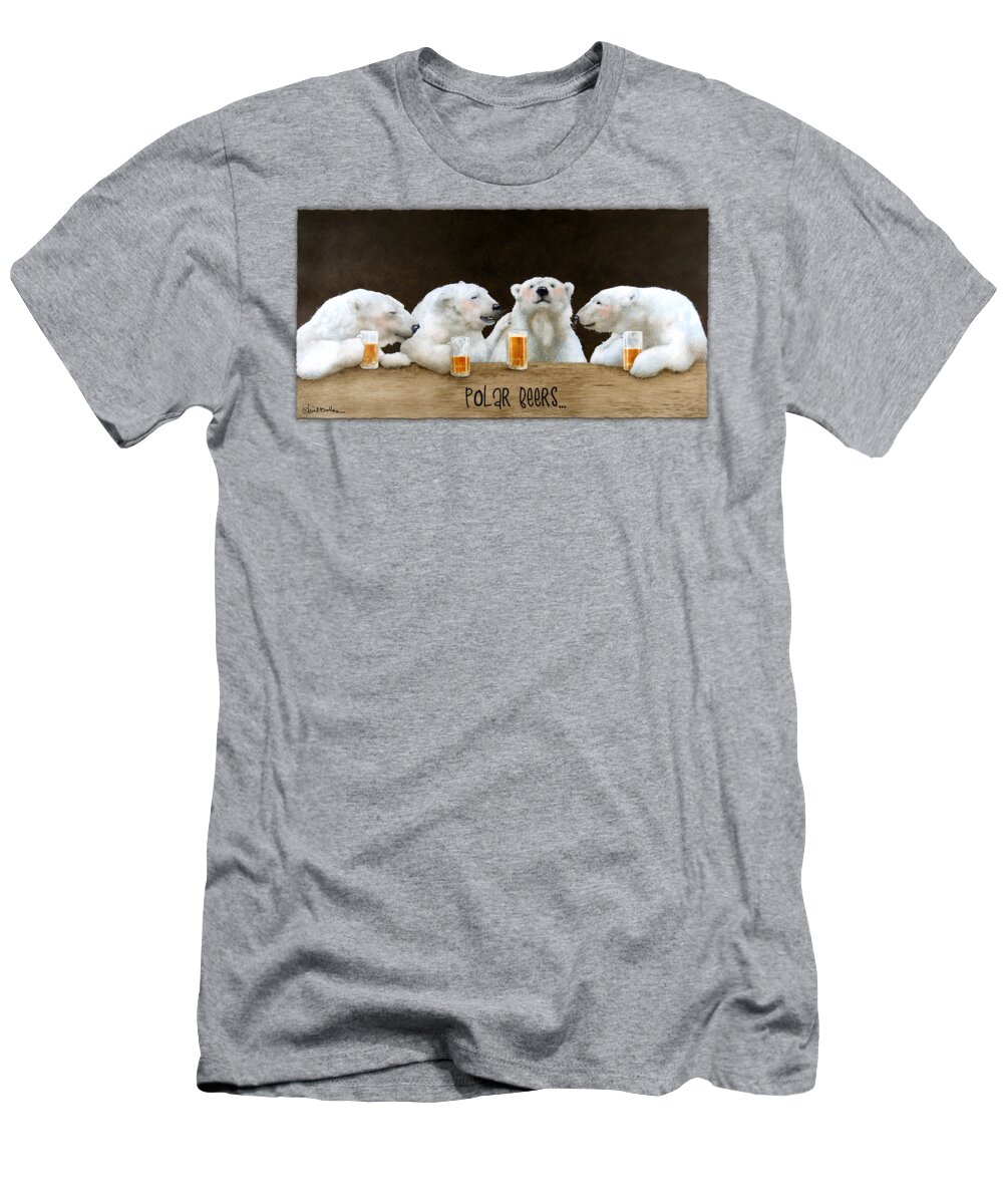 Bears T-Shirt featuring the painting Polar Beers... #2 by Will Bullas