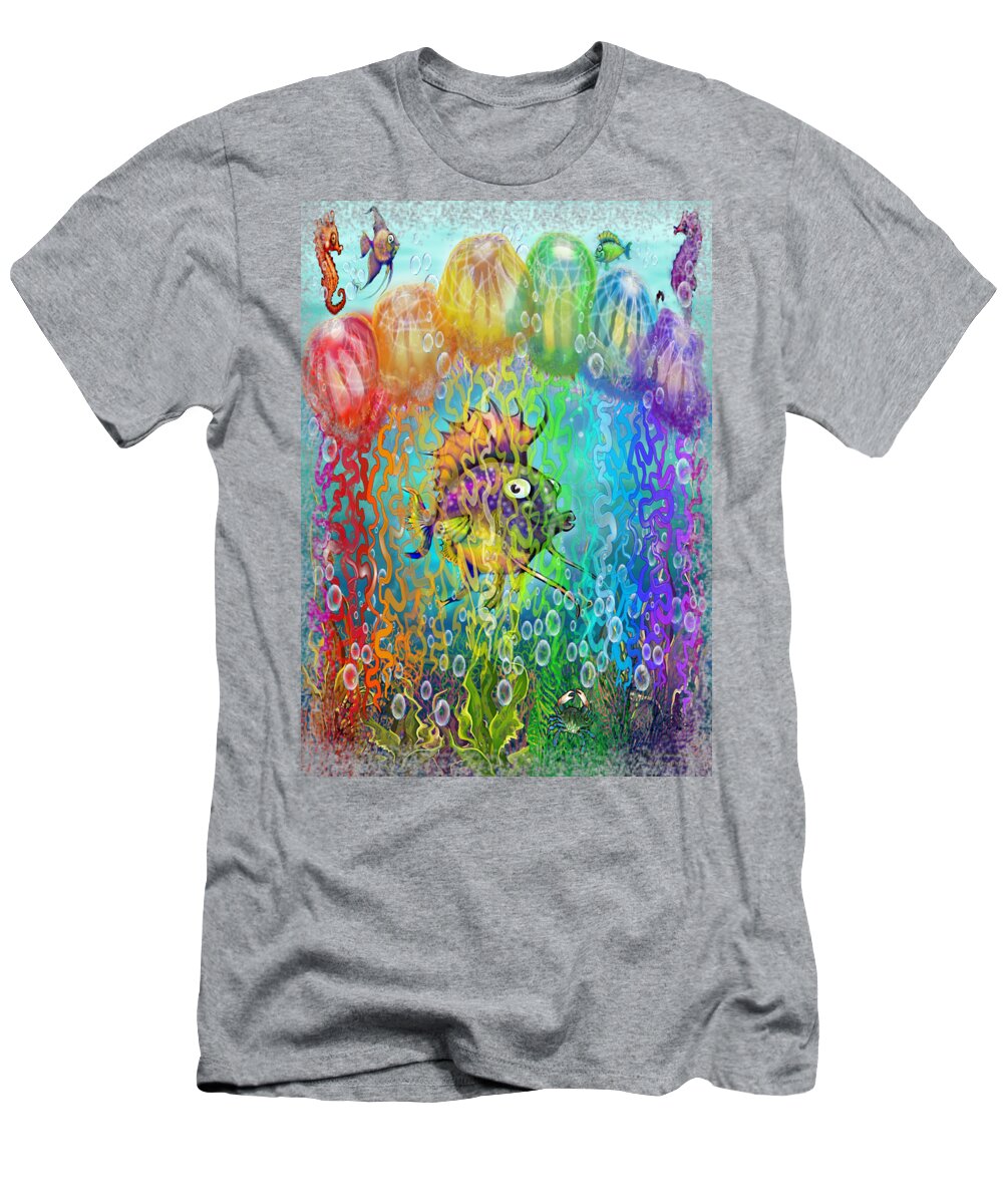 Rainbow T-Shirt featuring the digital art Rainbow Tentacles #1 by Kevin Middleton