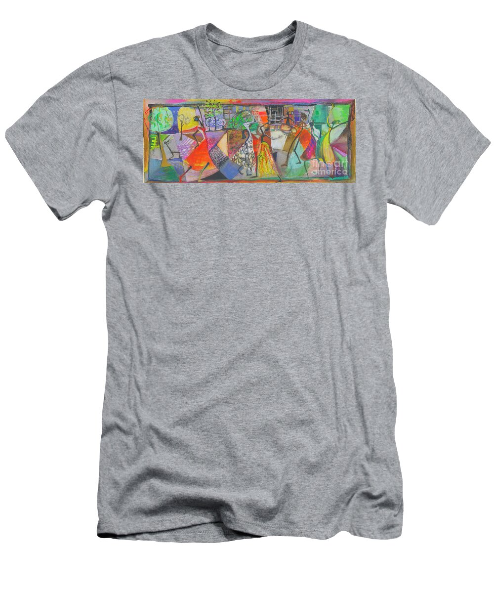Calypso Music T-Shirt featuring the painting Rhythms by Cherie Salerno