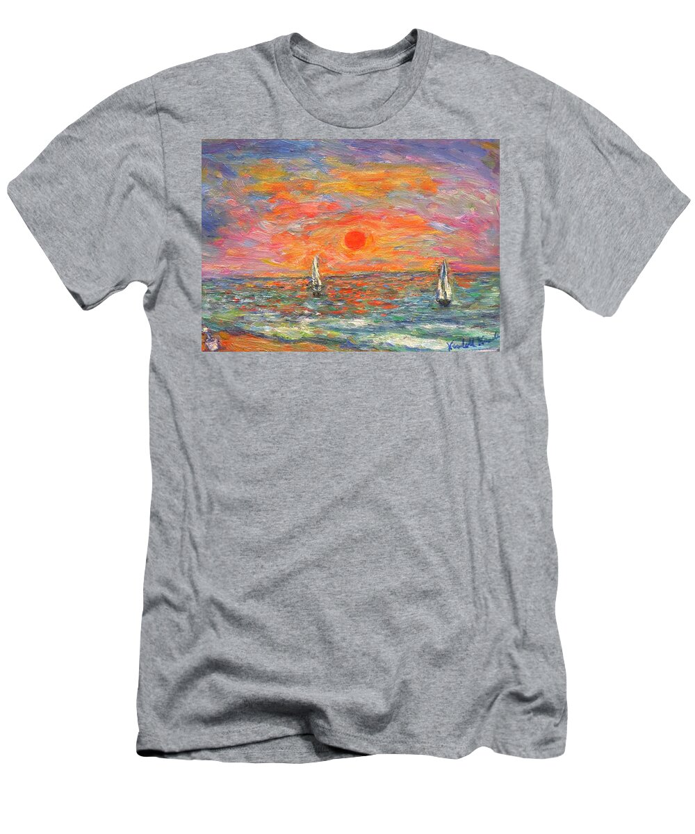 Sailboats T-Shirt featuring the painting Morning Sail by Kendall Kessler