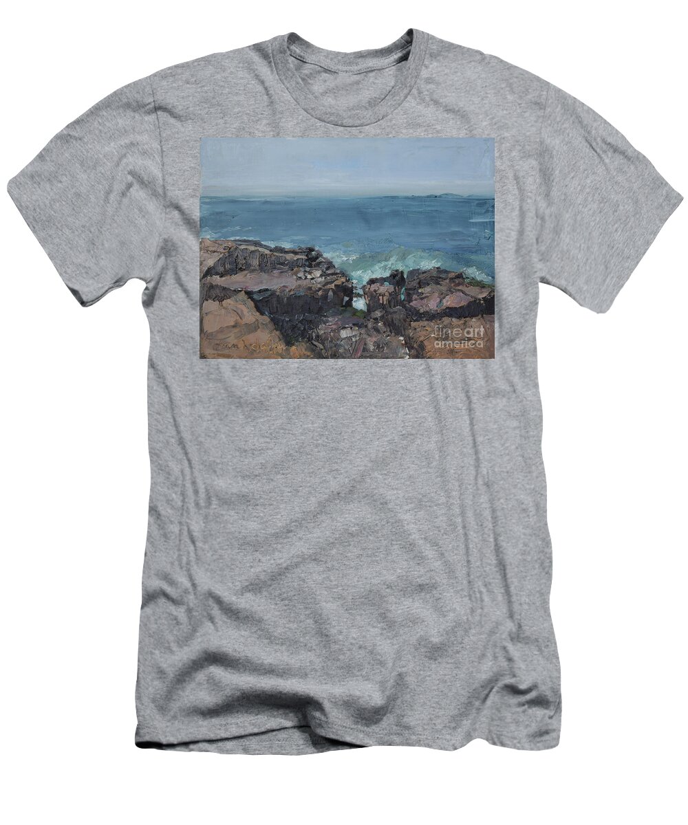 Schoodic Point T-Shirt featuring the painting Schoodic Point - Maine by Jan Dappen