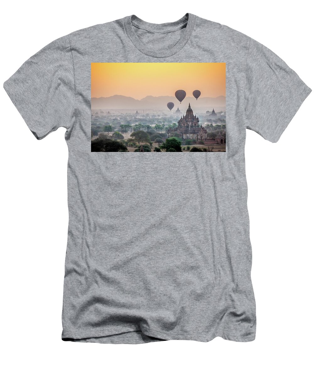 Sunrise T-Shirt featuring the photograph Sunrise at Bagan by Arj Munoz