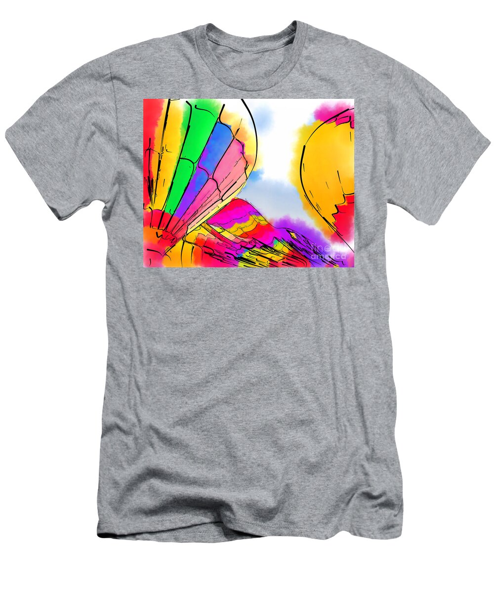 Hot-air T-Shirt featuring the digital art Three Balloons by Kirt Tisdale