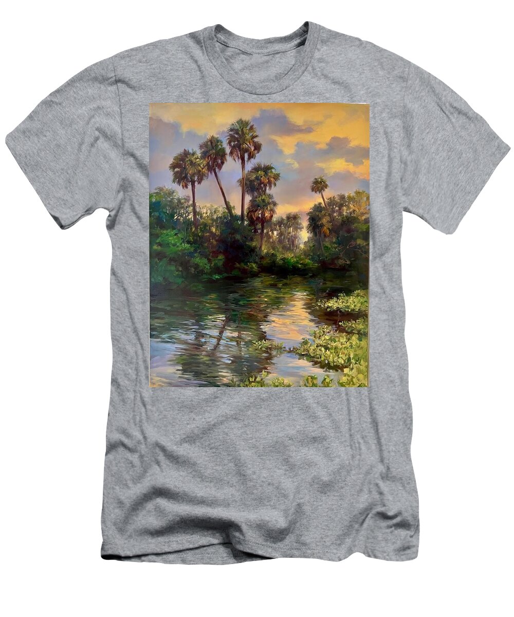 Nature T-Shirt featuring the painting 10 Tile Creek Sunrise by Laurie Snow Hein