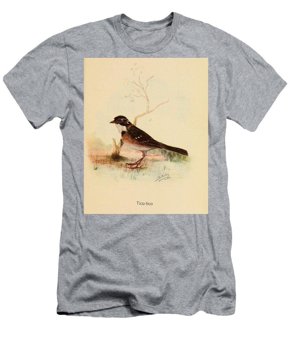 Birds T-Shirt featuring the mixed media Beautiful Vintage Bird #1173 by World Art Collective