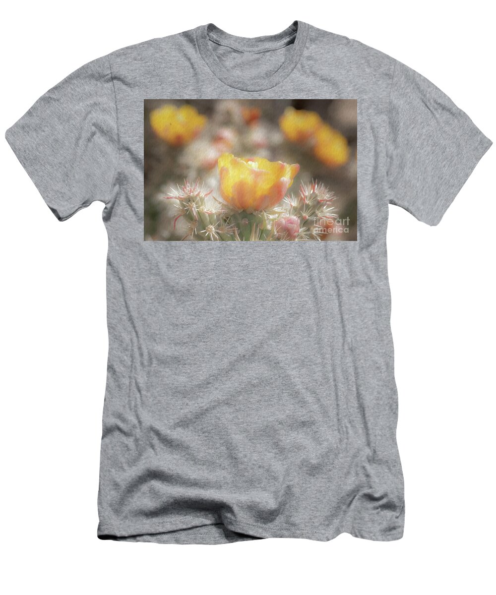 Cactus T-Shirt featuring the photograph 1625 Watercolor Cactus Blossom by Kenneth Johnson