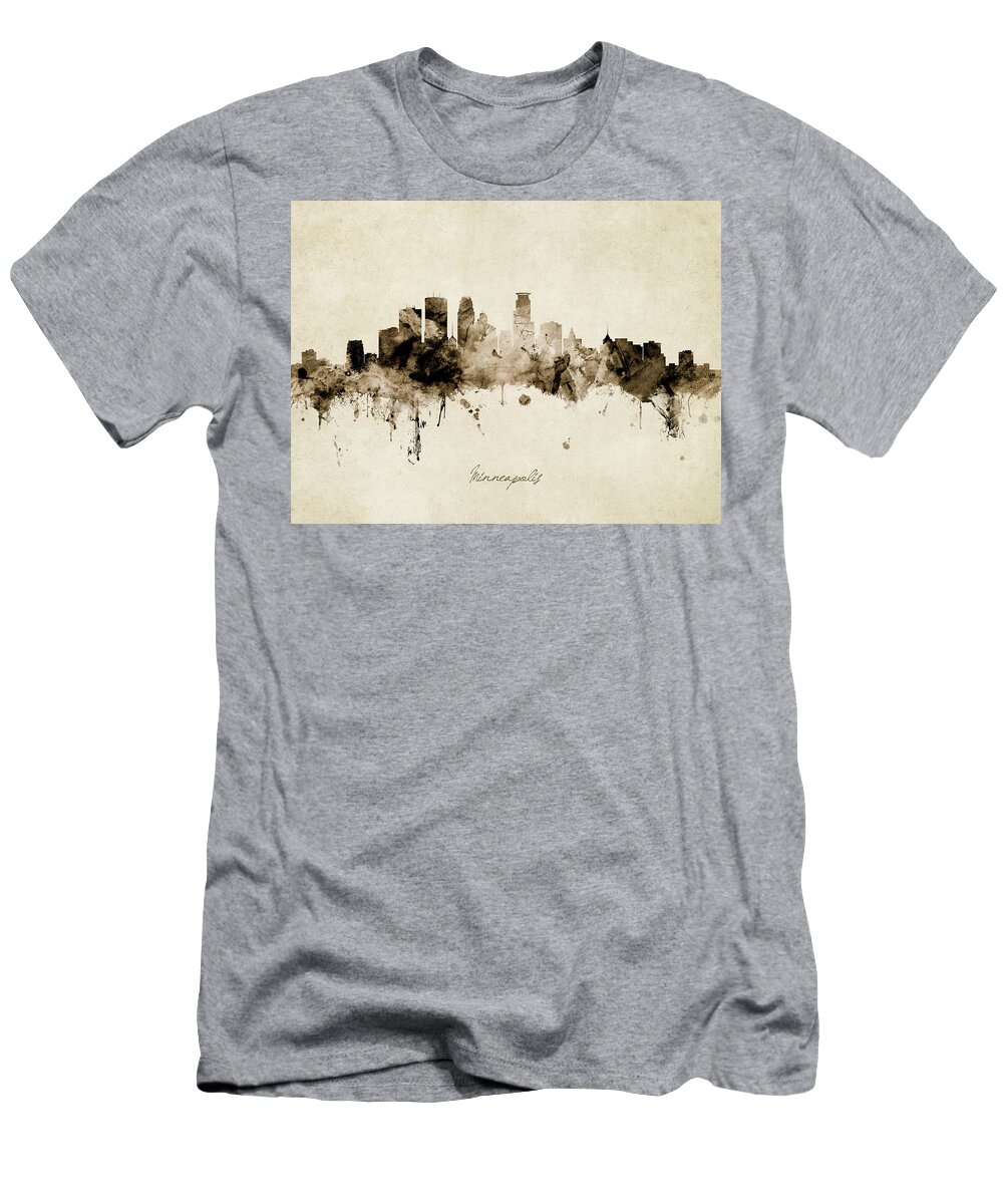 Minneapolis T-Shirt featuring the digital art Minneapolis Minnesota Skyline #17 by Michael Tompsett