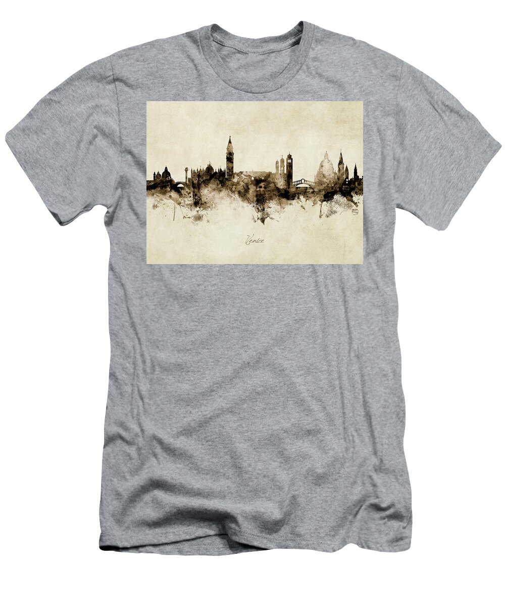 Venice T-Shirt featuring the digital art Venice Italy Skyline #18 by Michael Tompsett
