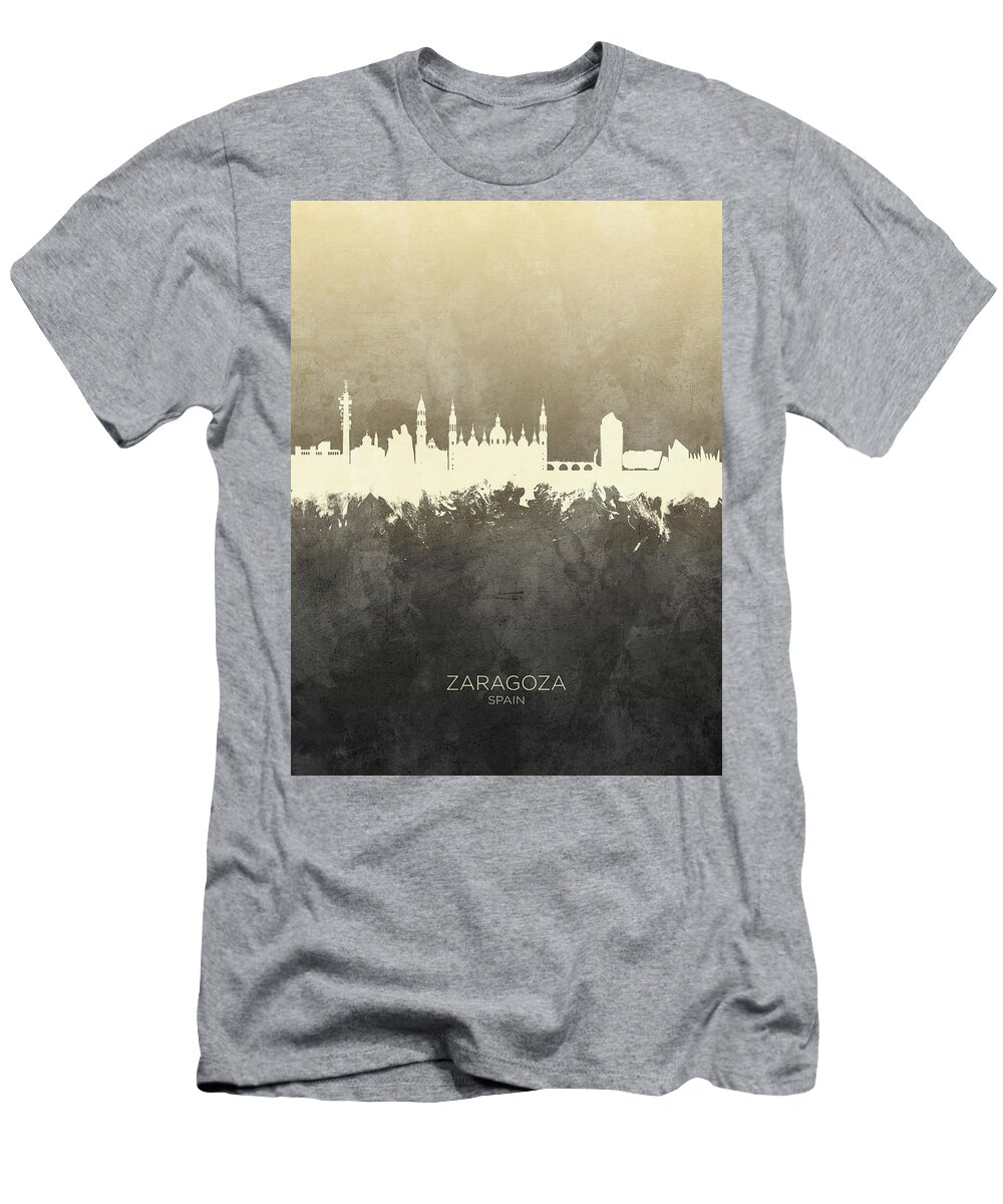Zaragoza T-Shirt featuring the digital art Zaragoza Spain Skyline #18 by Michael Tompsett