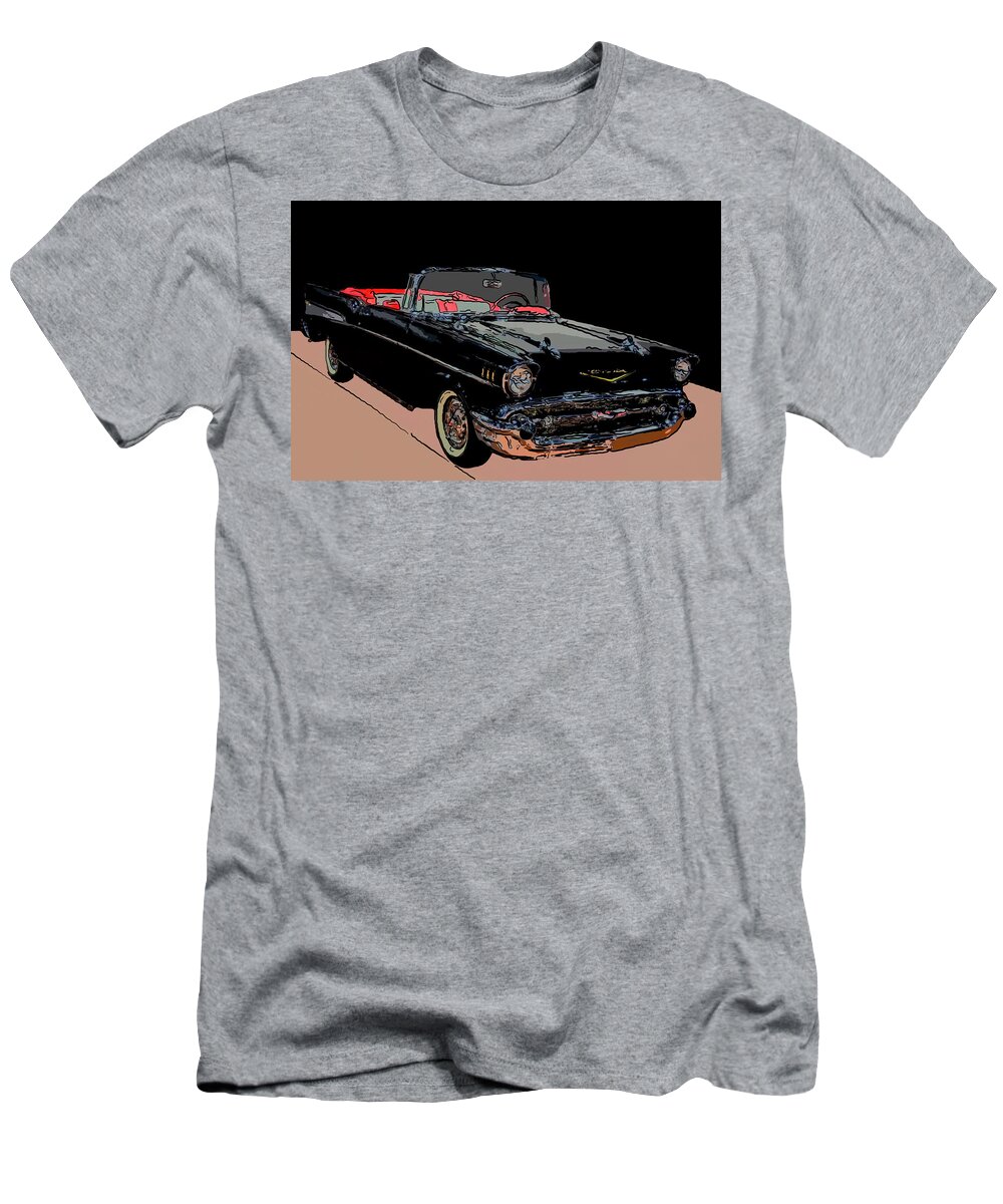 1957 Chevy Bel Air Convertible T-Shirt featuring the drawing 1957 Chevy Bel Air Convertible Digital drawing by Flees Photos