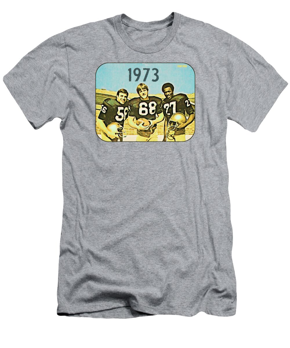 Notre Dame T-Shirt featuring the mixed media 1973 Notre Dame vs. Navy by Row One Brand