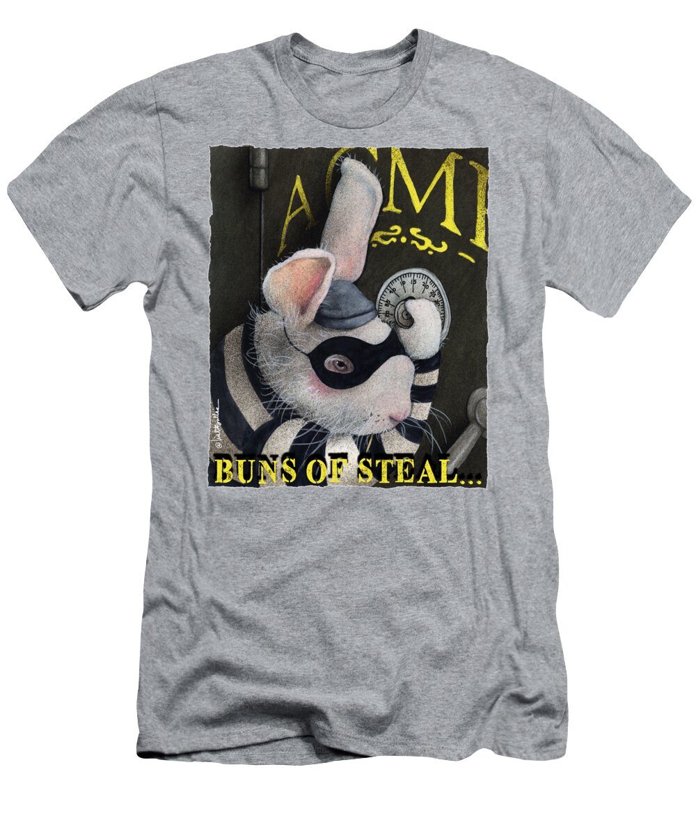 Rabbit T-Shirt featuring the painting Buns Of Steal... #1 by Will Bullas