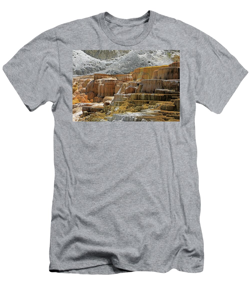Mammoth Hot Springs T-Shirt featuring the photograph Yellowstone NP - Mammoth Hot Springs #4 by Richard Krebs