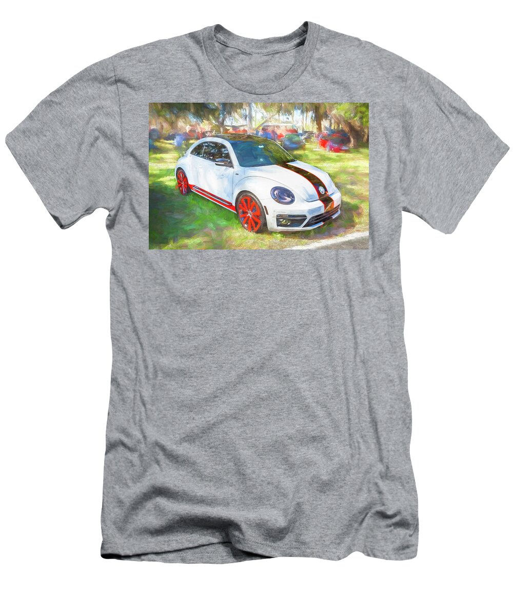 2020 White Volkswagen Beetle T-Shirt featuring the photograph 2020 White Volkswagen Beetle X101 by Rich Franco