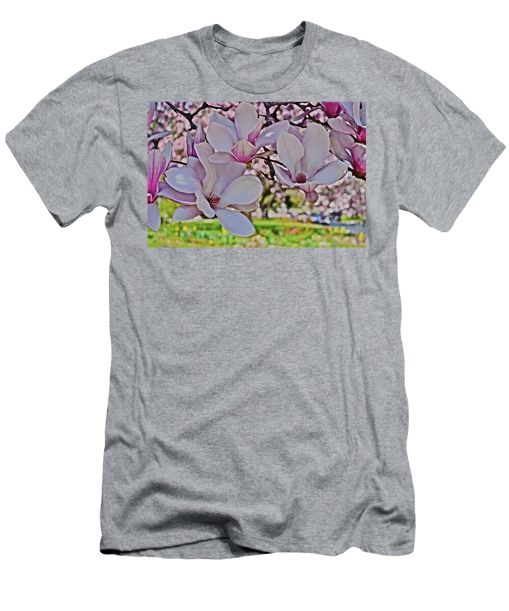 Magnolia T-Shirt featuring the photograph 2022 Vernon Magnolia 1 by Janis Senungetuk
