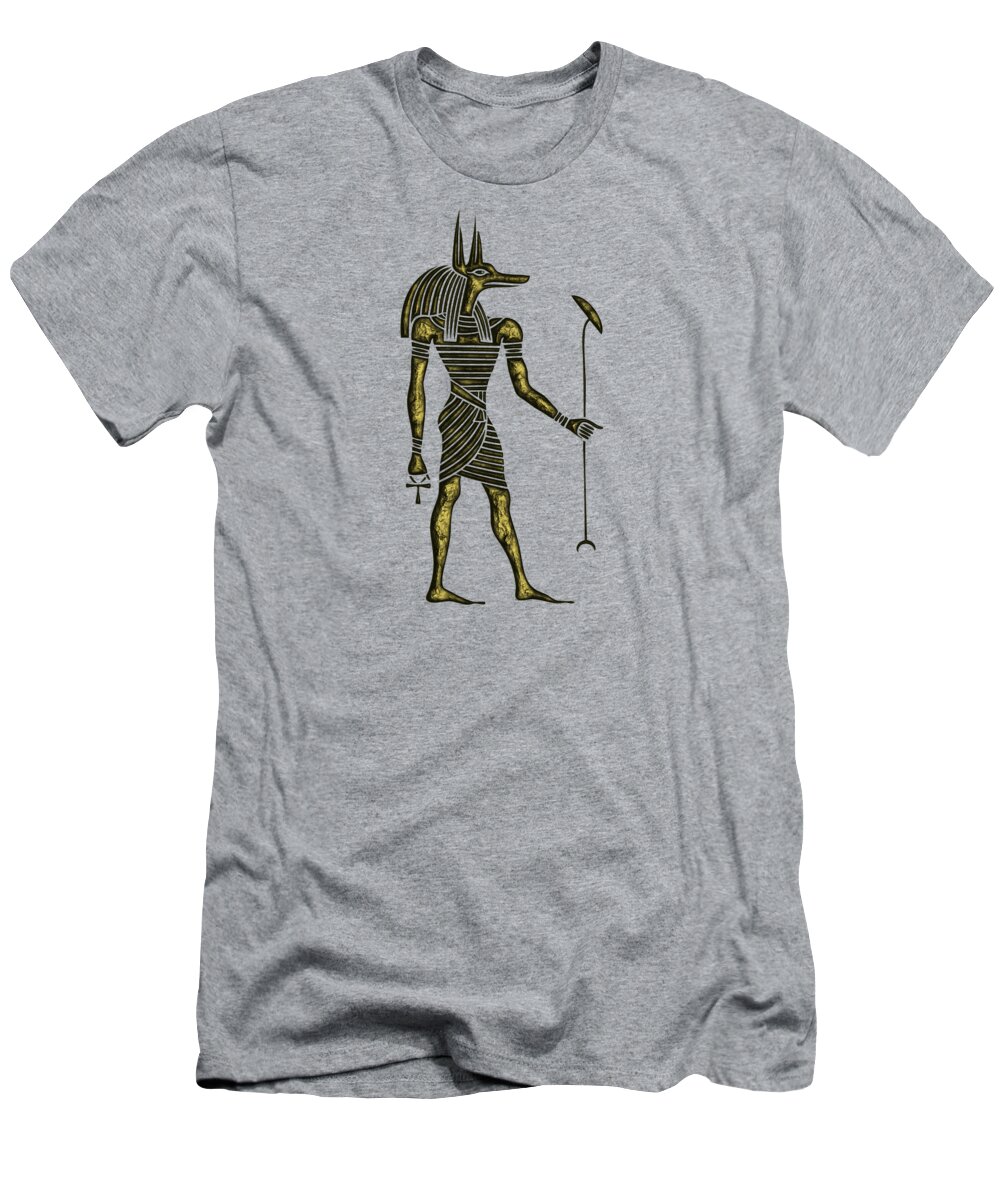 Ancient Egypt T-Shirt featuring the mixed media Anubis - God of Ancient Egypt #3 by Michal Boubin