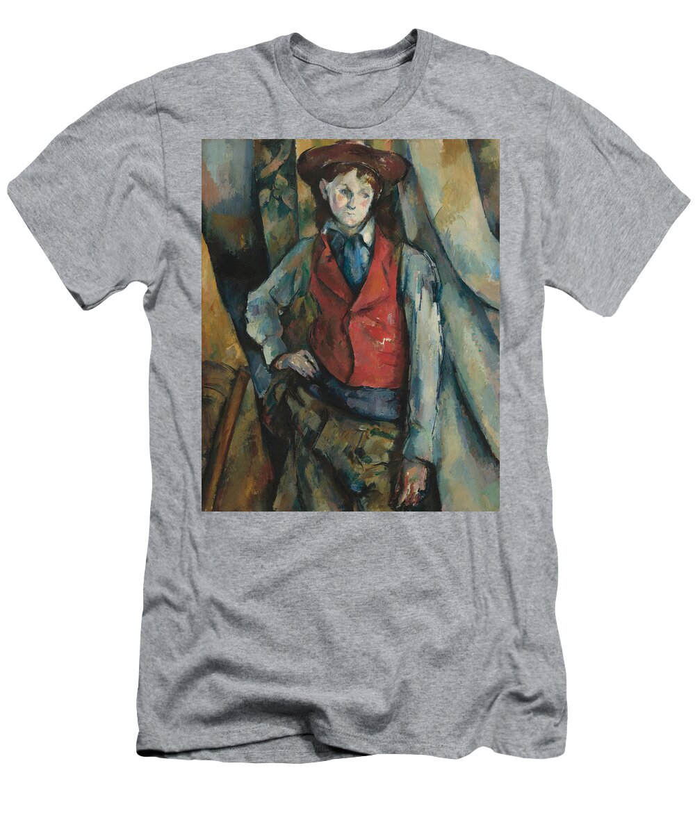  T-Shirt featuring the painting Boy in a Red Waistcoat #3 by Paul Cezanne