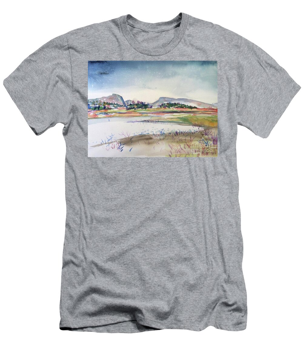 Lake Heron T-Shirt featuring the painting Lake Heron #4 by Glen Neff
